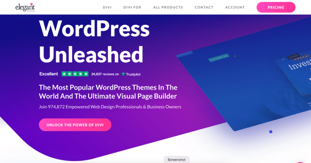 Divi theme builder with customizable WooCommerce modules like product galleries, ratings, and add-to-cart buttons, enabling drag-and-drop design for full eCommerce site control.