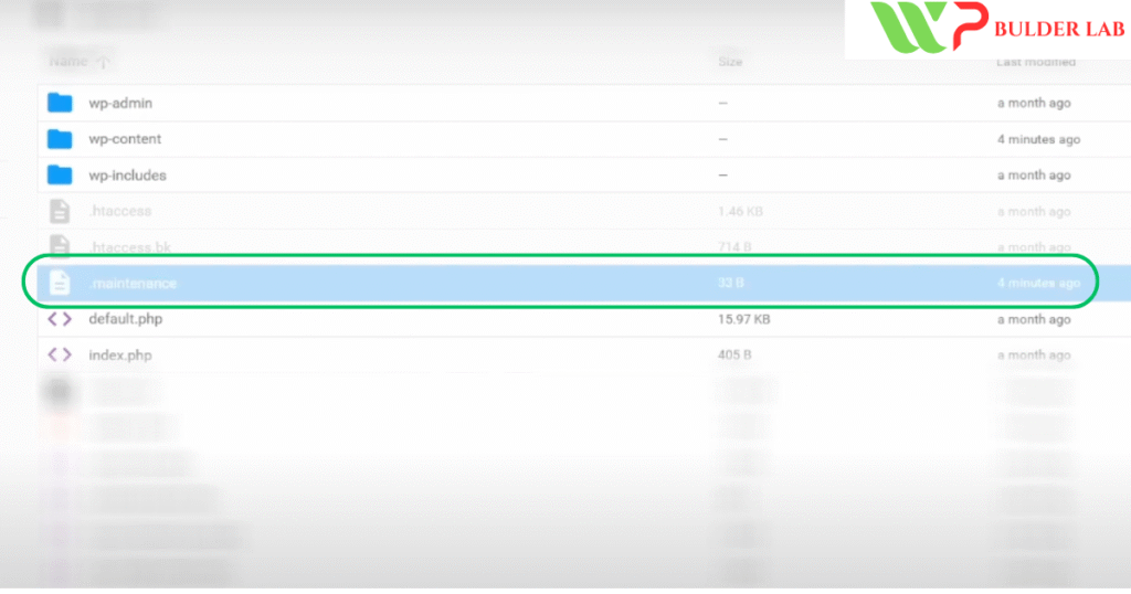 Navigating to the public_html folder in File Manager and deleting the hidden .maintenance file to fix WordPress stuck in maintenance mode.