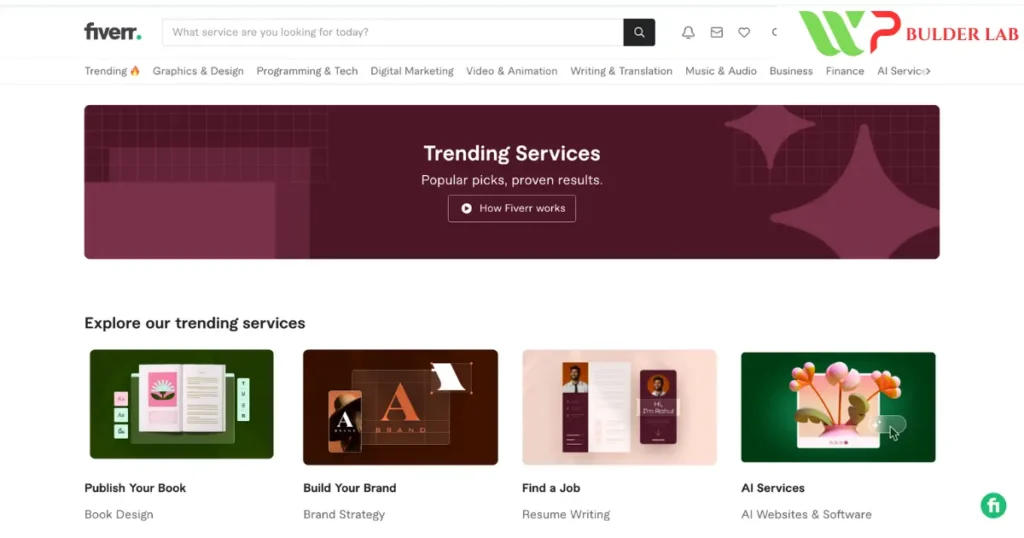 Illustration for a blog on the best Fiverr gigs for Divi customization, covering custom headers, responsive fixes, speed optimization, custom modules, WooCommerce integration, redesigns, and troubleshooting.