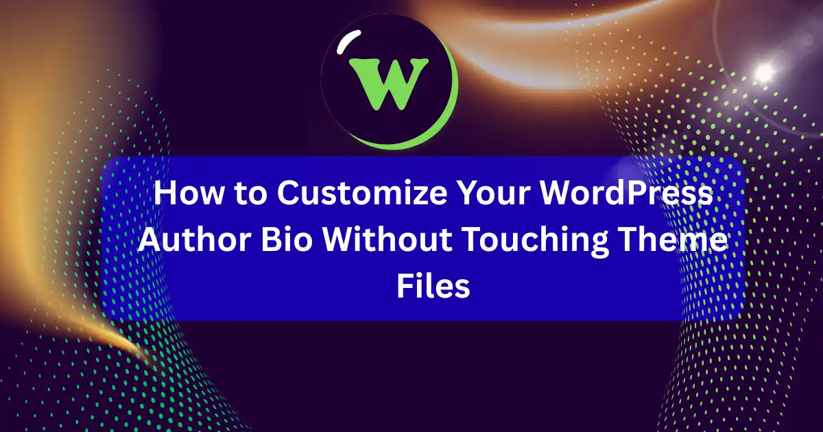 A customized WordPress author bio box with a profile picture and social links, displayed on a blog post.