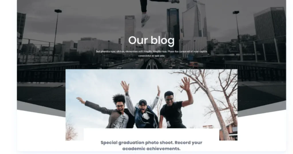 Free Divi blog page layout showing featured post section and modern hover effects