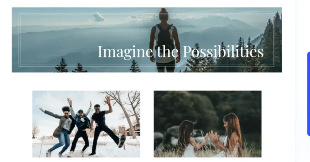 Pixie blog layout for Divi showing two-column blog feed with header design and opt-in section